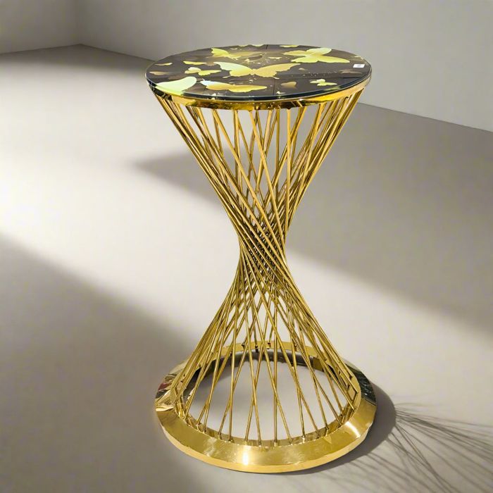 Round Spiral Cocktail Table — rental event furniture Lahore