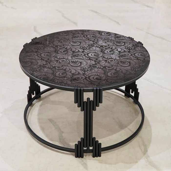 Hollow Round Center Table- Matte Black — rental event furniture Lahore
