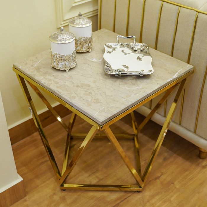 Diamond Cut Side Table-Paralino Top — rental event furniture Lahore