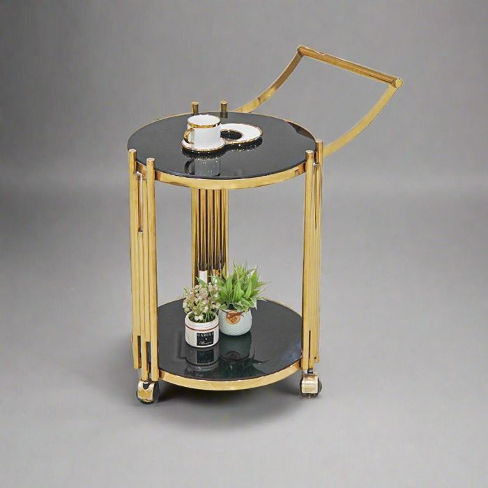 Nordic Round Tea Trolley/ Bar Cart — rental event furniture Lahore